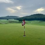 green grass with the flag in the hole.