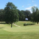 green grass with the flag in the hole.