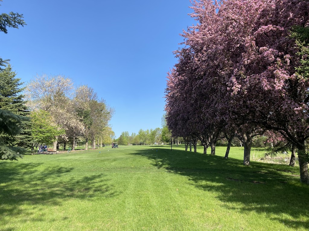 Panoramic view of a lush green golf course at Pheasant Acres Golf Course. Smooth