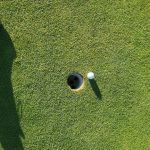 green grass with the flag in the hole.