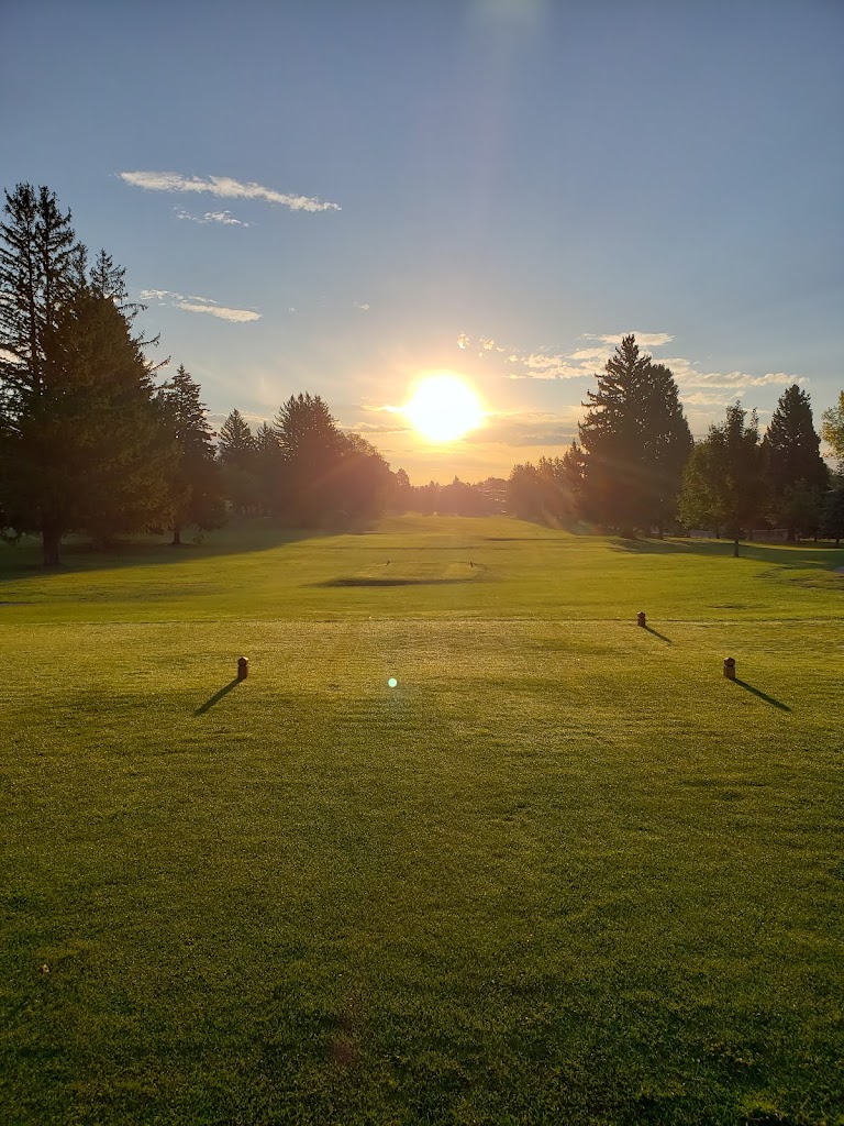 Panoramic view of a lush green golf course at Pinecrest Golf Course. Smooth