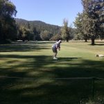 Panoramic view of a lush green golf course at Pinehurst Golf Course. Smooth