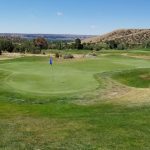 green grass with the flag in the hole.