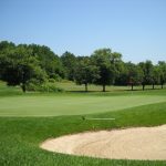 green grass with the flag in the hole.