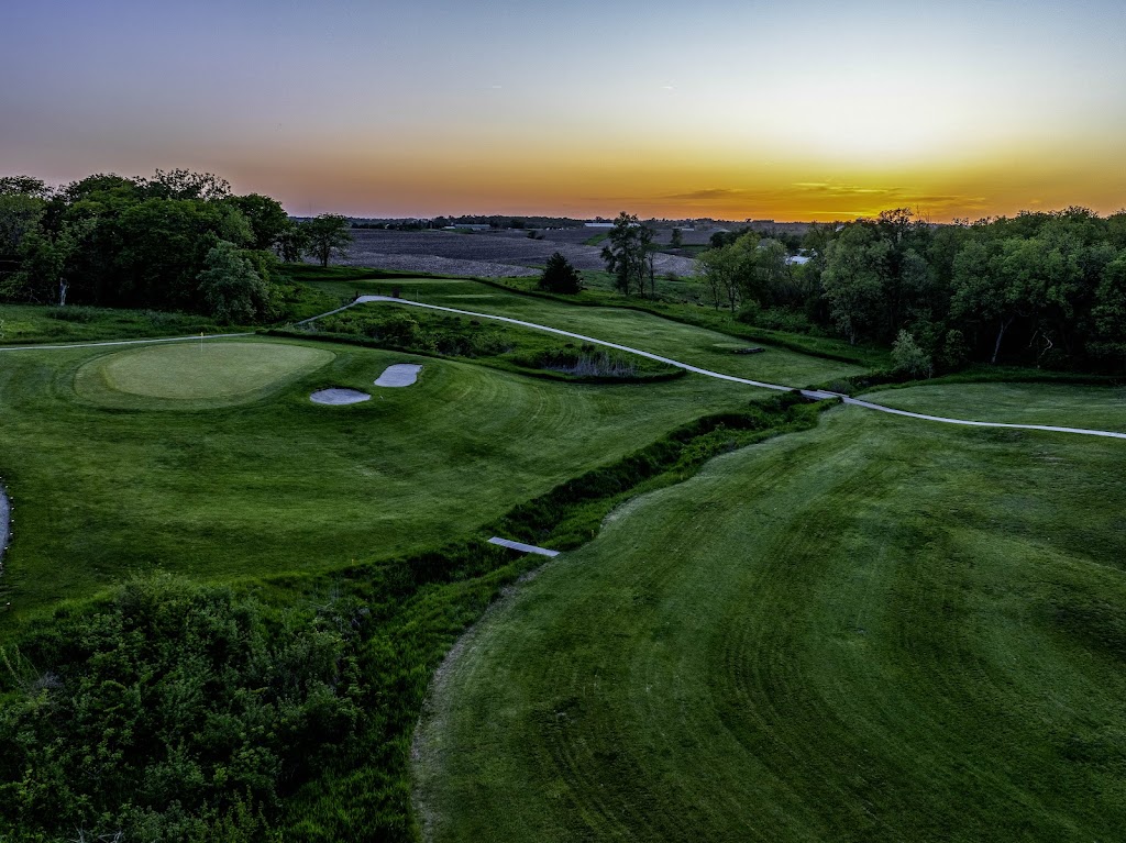 Panoramic view of a lush green golf course at Platteview Golf Club. Smooth