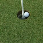 green grass with the flag in the hole.