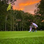 green grass with the flag in the hole.