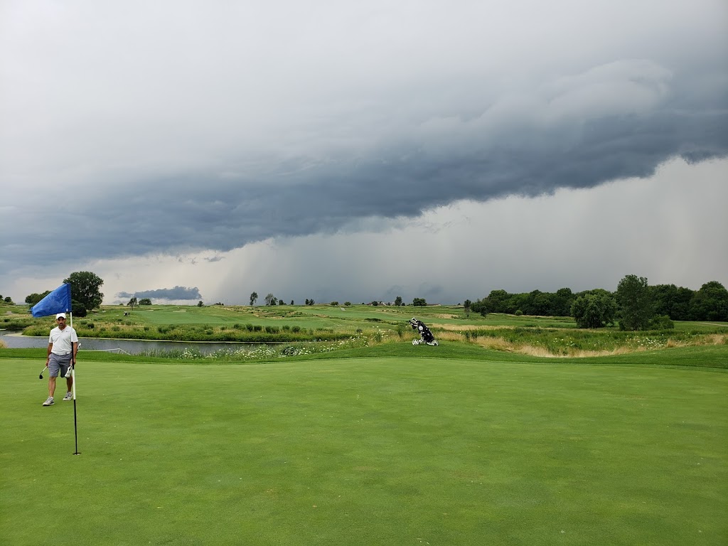Panoramic view of a lush green golf course at Prairie Bluff Public Golf Club. Smooth