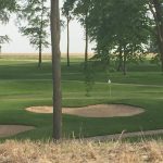 green grass with the flag in the hole.