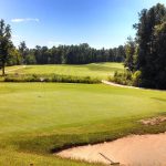 green grass with the flag in the hole.