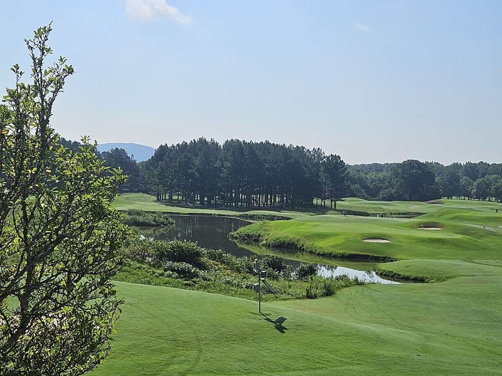 Panoramic view of a lush green golf course at RTJ Golf Trail at Hampton Cove. Smooth