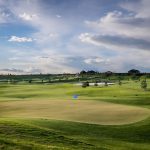 green grass with the flag in the hole.