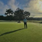 green grass with the flag in the hole.
