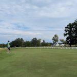 green grass with the flag in the hole.
