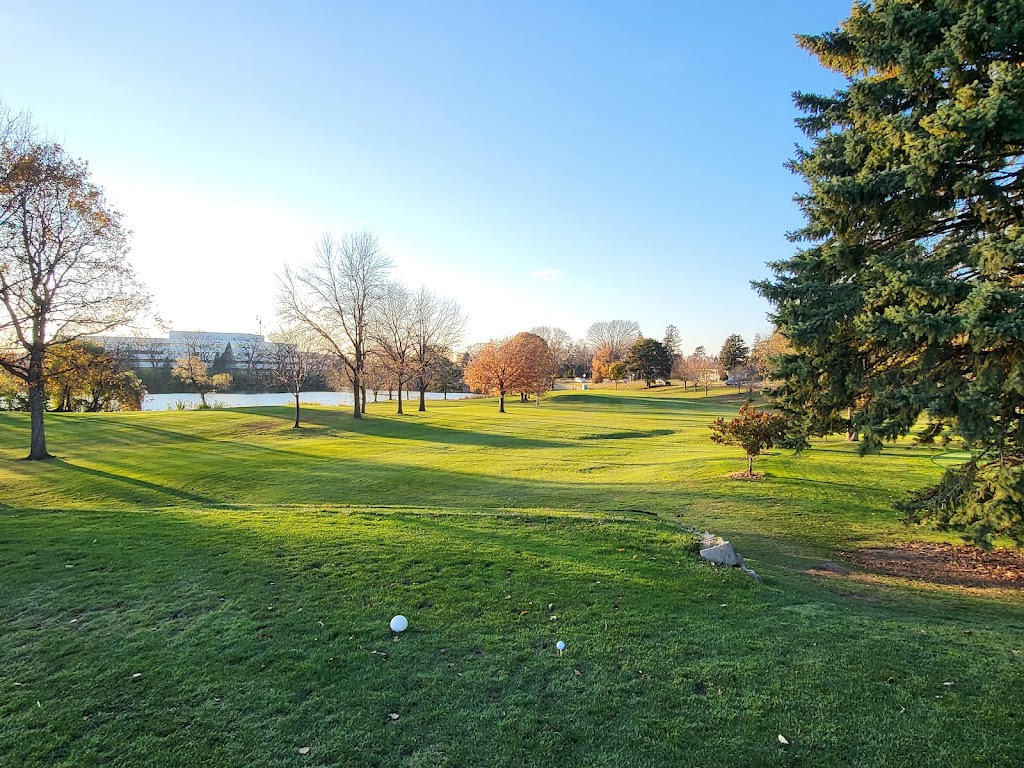 Panoramic view of a lush green golf course at Roseville Cedarholm Golf Course. Smooth