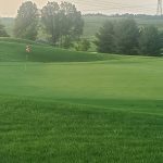 green grass with the flag in the hole.