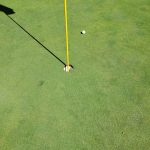 green grass with the flag in the hole.