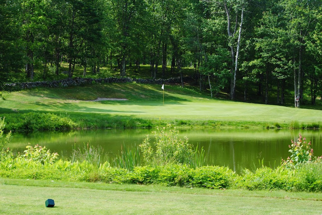 Panoramic view of a lush green golf course at Sanford Country Club. Smooth