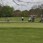 green grass with the flag in the hole.