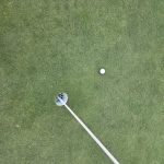 green grass with the flag in the hole.