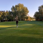 green grass with the flag in the hole.