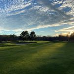 green grass with the flag in the hole.