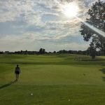 green grass with the flag in the hole.