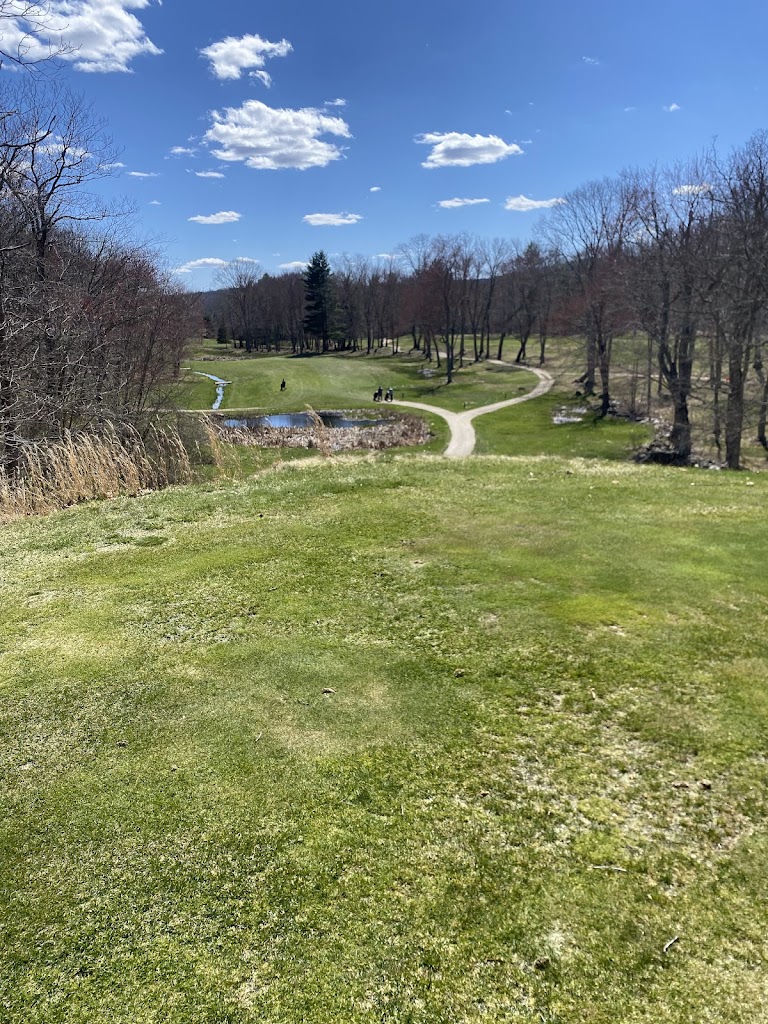 Panoramic view of a lush green golf course at Skungamaug River Golf Club. Smooth
