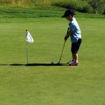 green grass with the flag in the hole.