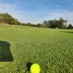 green grass with the flag in the hole.