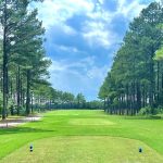 Panoramic view of a lush green golf course at Southern Gayles Golf Club & Grill. Smooth