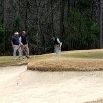 green grass with the flag in the hole.