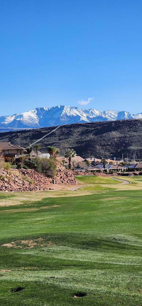 Panoramic view of a lush green golf course at Southgate Golf Club. Smooth