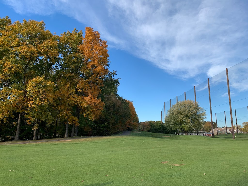 Panoramic view of a lush green golf course at Stanley Golf Course. Smooth