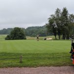 green grass with the flag in the hole.