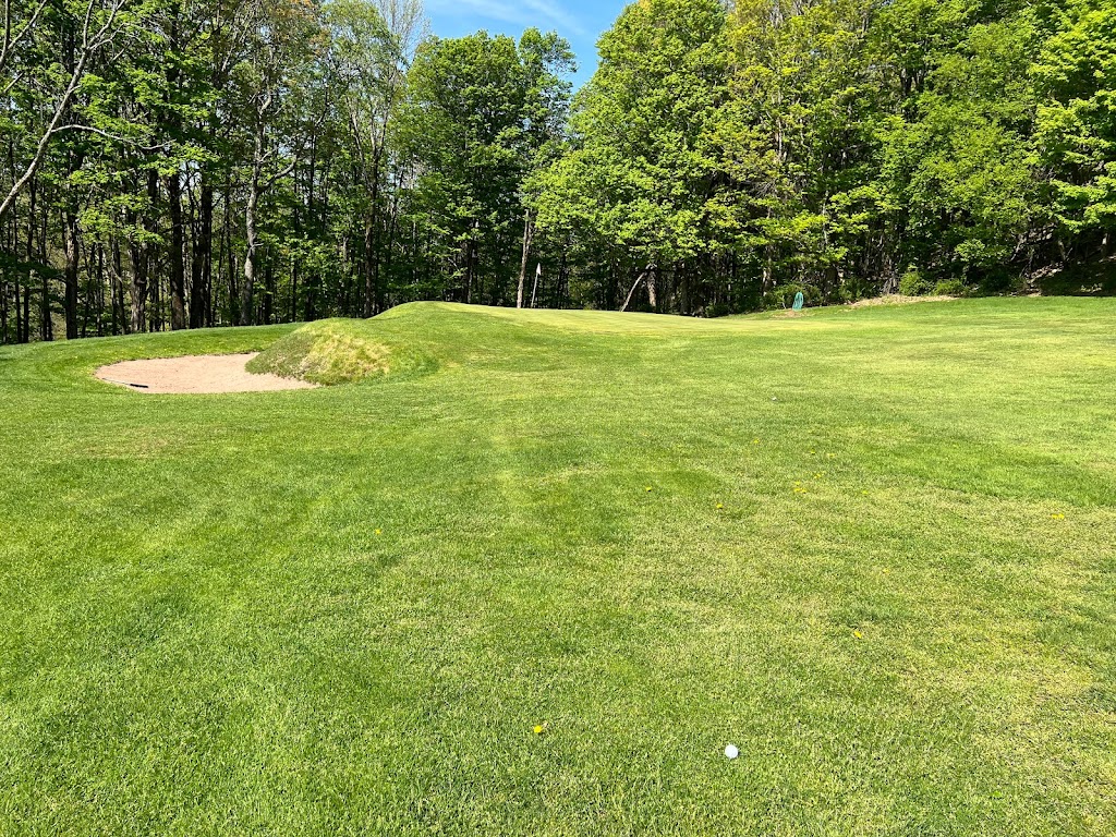 Panoramic view of a lush green golf course at Sullivan County Golf Club. Smooth