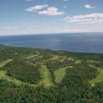 Panoramic view of a lush green golf course at Superior National at Lutsen-Golf Course. Smooth