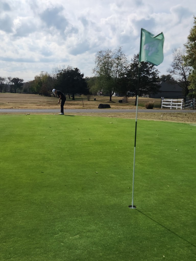 Panoramic view of a lush green golf course at Tahlequah city course/RIVERLINKS GC. Smooth