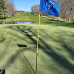 green grass with the flag in the hole.