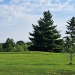Panoramic view of a lush green golf course at Tates Creek Golf Course. Smooth