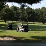 green grass with the flag in the hole.