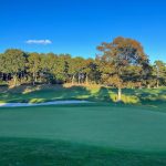 Panoramic view of a lush green golf course at The Cape Club. Smooth