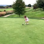 green grass with the flag in the hole.
