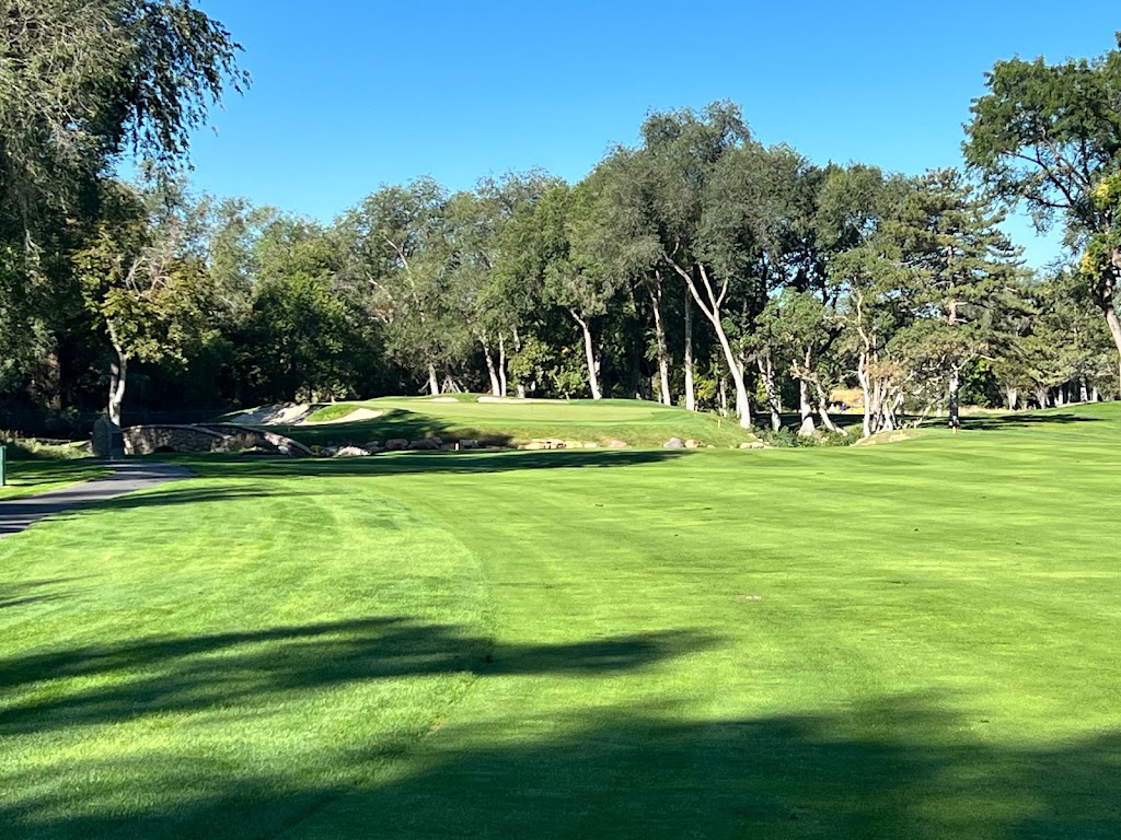 Panoramic view of a lush green golf course at The Country Club. Smooth