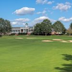 green grass with the flag in the hole.