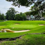 green grass with the flag in the hole.