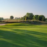 green grass with the flag in the hole.