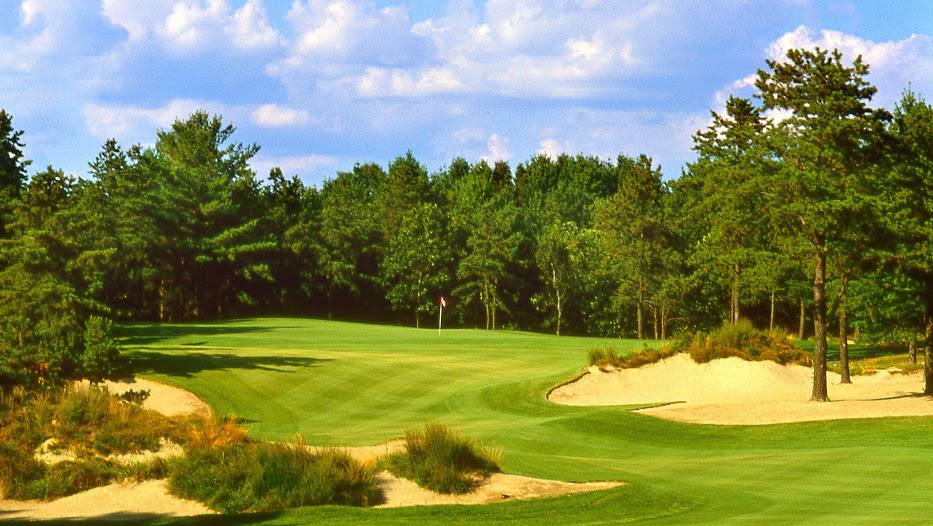 Panoramic view of a lush green golf course at The International Golf Club. Smooth