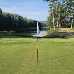 green grass with the flag in the hole.