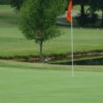 green grass with the flag in the hole.